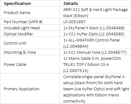 ARRI SkyPanel X21 Soft & Hard Light Package (Black, Edison) | Complete Modular All-Weather LED Kit