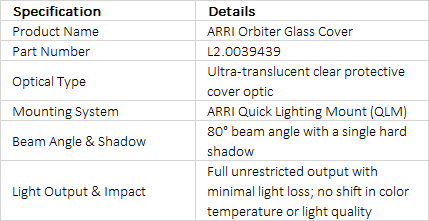 ARRI Orbiter Glass Cover Optical Accessory (L2.0039439)