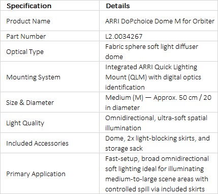 ARRI DoPchoice Dome M Soft Light Diffuser for Orbiter (50 cm / 20", L2.0034267)