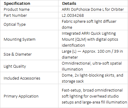 ARRI DoPchoice Dome L Soft Light Diffuser for Orbiter (100 cm / 39", L2.0034268)