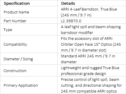 ARRI 4-Leaf Barndoor, True Blue (245 mm / 9.7", L2.39870.0)