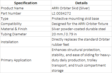 ARRI Orbiter Skid, Silver (L2.0034272)