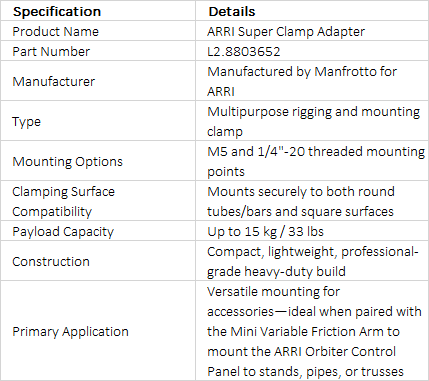 ARRI Super Clamp Adapter (L2.8803652)