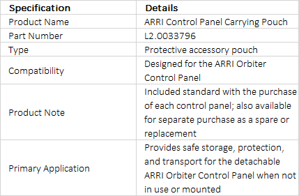 ARRI Control Panel Carrying Pouch (L2.0033796)