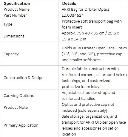 ARRI Bag for Orbiter Open Face Optics (L2.0034624)