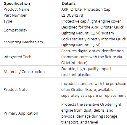 ARRI Protection Cap for Orbiter Quick Lighting Mount (L2.0034273)