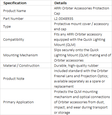 ARRI Protection Cap for Orbiter Accessories (L2.0048935)