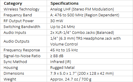 Sennheiser XSW IEM SR Stereo In-Ear Monitoring Wireless Transmitter (A: 476 to 500 MHz)
