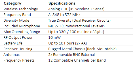 Sennheiser XSW2-ME2 Wireless Lavalier Microphone System (A: 548 to 572 MHz)