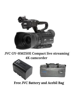 JVC GY-HM250E Compact live streaming 4K camcorder with SDI and broadcast overlay