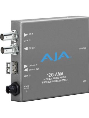 AJA 12G-AM-TR 12G-SDI 8-Channel AES Embedder/Disembedder with LC Fiber TR SFP