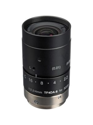 TF4DA-8 4mm f/2.2 C-Mount Wide Angle Lens for 1/3-Inch 3-CCD Industrial Cameras, with Manual Iris and Focus